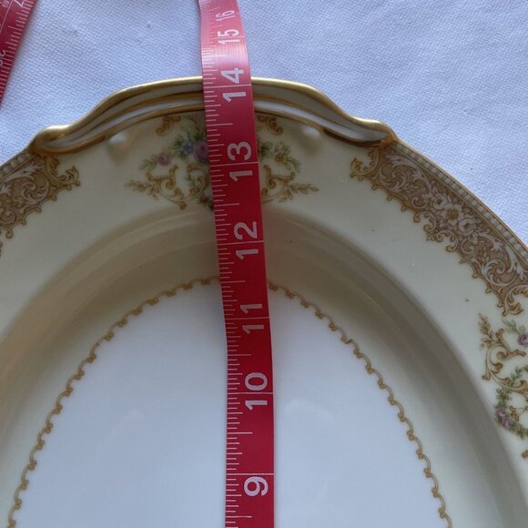 Noritake Handled Oval Platter With Gold Floral Design Made In Japan 14"x10" Eleg - Picture 6 of 9